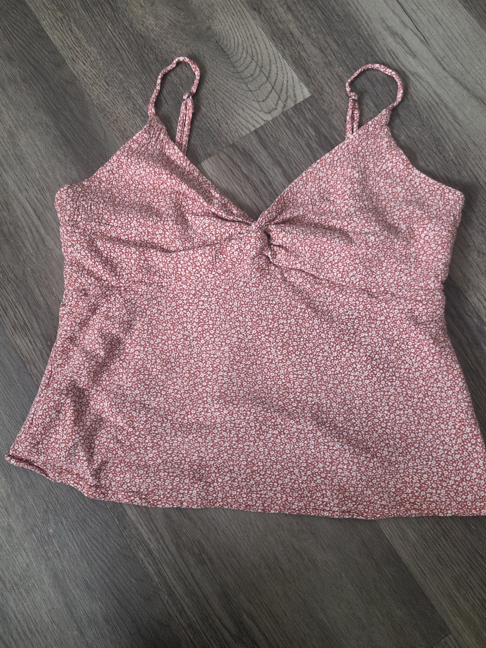 Abercrombie & Fitch Twist Front Cami Tank Top Rust Ditsy Floral Sz S